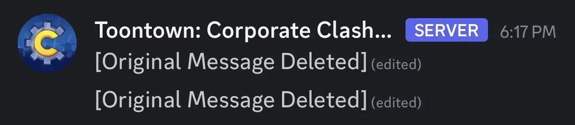 Corporate Clash's two deleted global discord announcements.